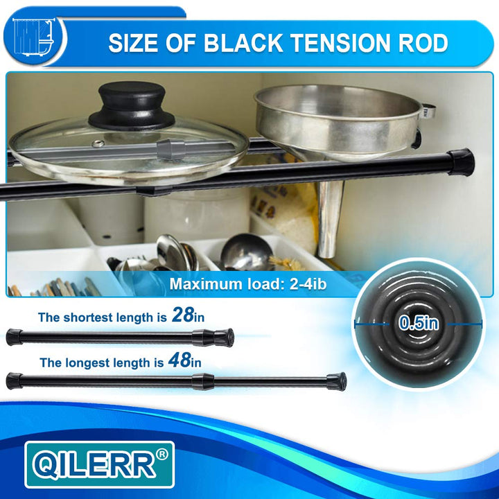 QILERR Tension Rods 28 to 48 Inches 6 Pack Adjustable E