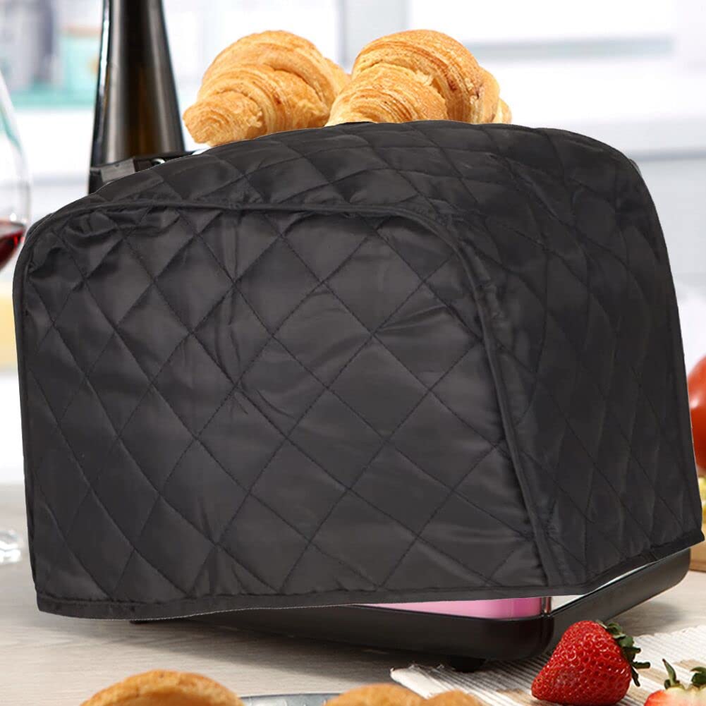 Toaster Cover, Quilted Toaster Cover 2 Slice,Kitchen Small Appliance Covers, Toaster Cover Fits for Most Standard 2 slice Toasters, Universal Size Microwave Oven Dustproof Cover Women Gift (Black)