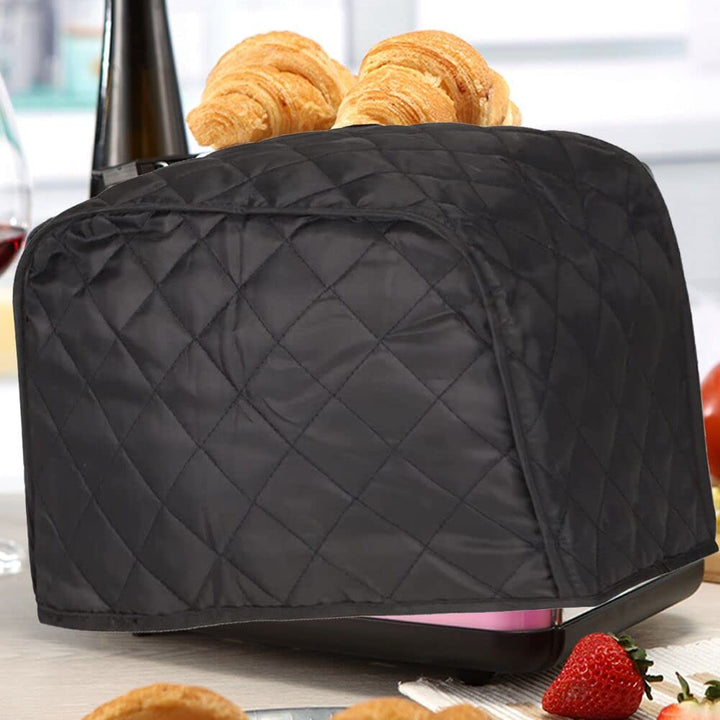 Toaster Cover, Quilted Toaster Cover 2 Slice,Kitchen Small Appliance Covers, Toaster Cover Fits for Most Standard 2 slice Toasters, Universal Size Microwave Oven Dustproof Cover Women Gift (Black)