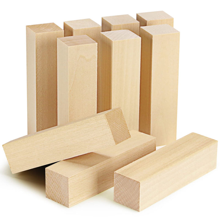 10 Pack Basswood Carving Blocks, 4 X 1 X 1 Inches Soft Solid Wooden Blocks, Unfinished Wood Whittling Blocks for Carving and Whittling, Beginner, Expert