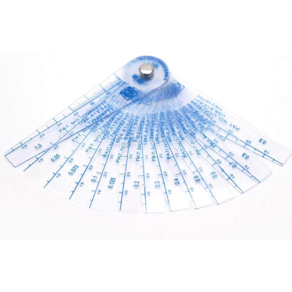 Feeler Gauge Plastic 13 in 1 Gap Measuring Tool 0.05-1mm Marked Metric and Imperial for Measuring Gap Width Thickness