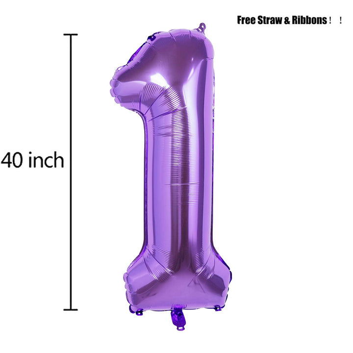 40 Inch Purple Jumbo Digital Number Balloons 1 Huge Giant Balloons Foil Mylar Number Balloons for Birthday Party,Wedding, Bridal Shower Engagement