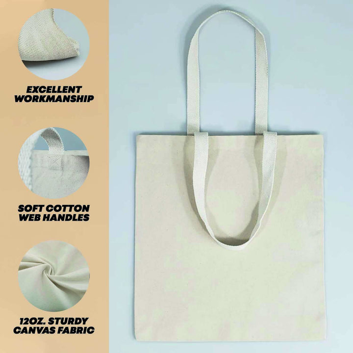 Personalized Initial Canvas Tote Bag, Sturdy Gift Tote Bags for Women (S)