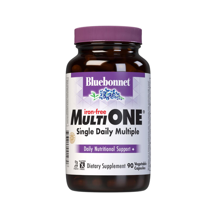 Bluebonnet Nutrition Multi One (Iron Free) Vegetable Capsules, Complete Full Spectrum Multiple, B Vitamins, General Health, Gluten &amp; Milk Free, Kosher, 3 Month Supply, White, 90 Count