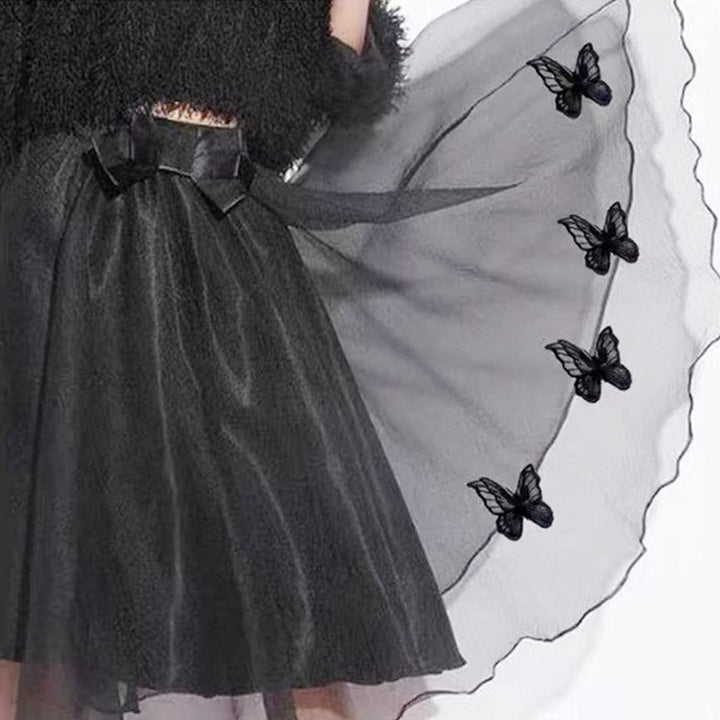 30 PCS Double Layers Lace Butterfly Applique Embroidery Butterfly Sew Iron On Patch, Organza Patches Butterfly Applique for Wedding Bridal Dress Sewing Craft DIY Clothes Hair Ornaments etc (Black)