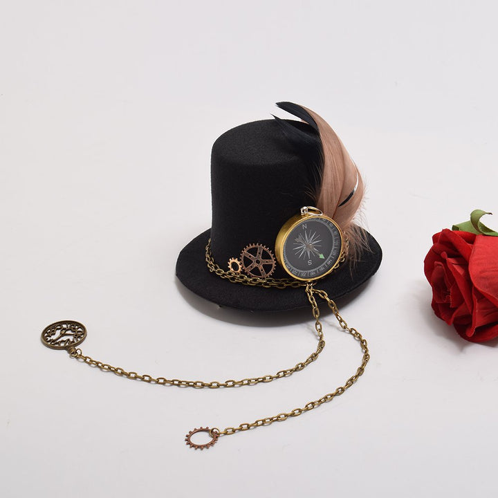 Victorian Punk Mini Bowler Hat Hair Clip Party Hat Dancing Cocktail Head Clip