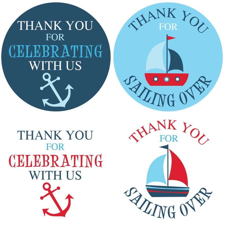 2 Inch Thank You Stickers Nautical Boy Set of 60