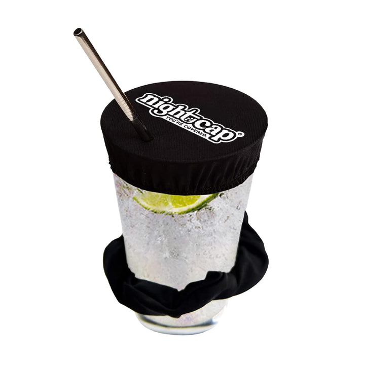 The Original Drink Cover Scrunchie – As Seen On Shark Tank And TikTok - Reusable - Wear On Wrist Or In Hair, Prevent Drink Spiking - Sanitary Pocket Keeps Cover Clean – Black