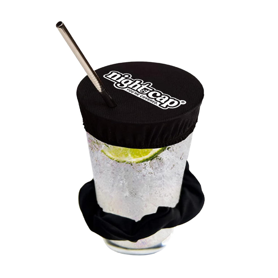 The Original Drink Cover Scrunchie – As Seen On Shark Tank And TikTok - Reusable - Wear On Wrist Or In Hair, Prevent Drink Spiking - Sanitary Pocket Keeps Cover Clean – Black
