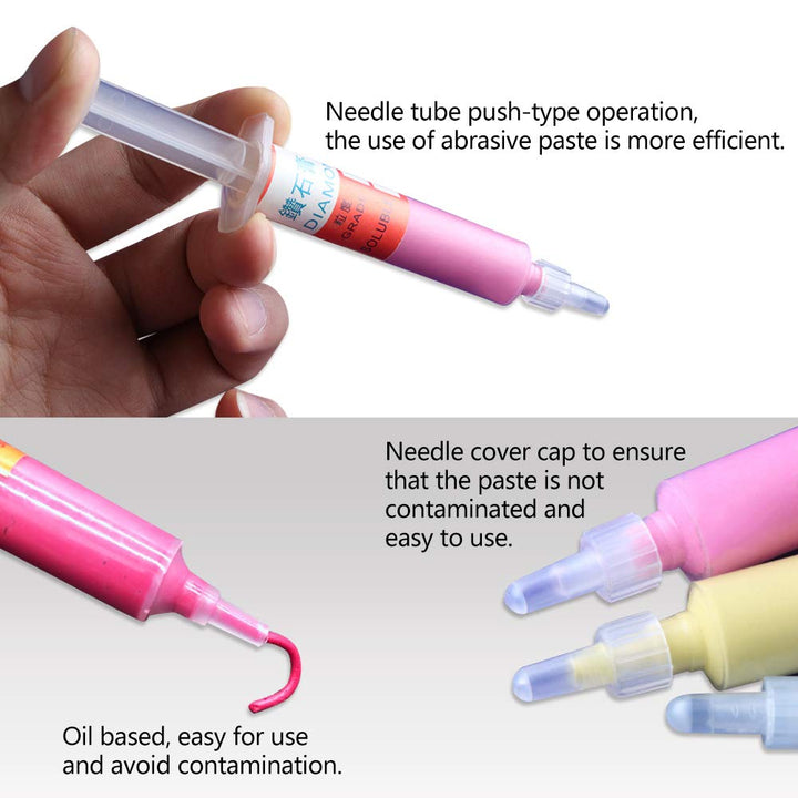 Polishing Lapping Paste, 12Pcs 5 Gram Diamond Lapping Paste Polishing Compound Syringes 0.5 to 40 Micron for Final Polishing Metal and Jewelry