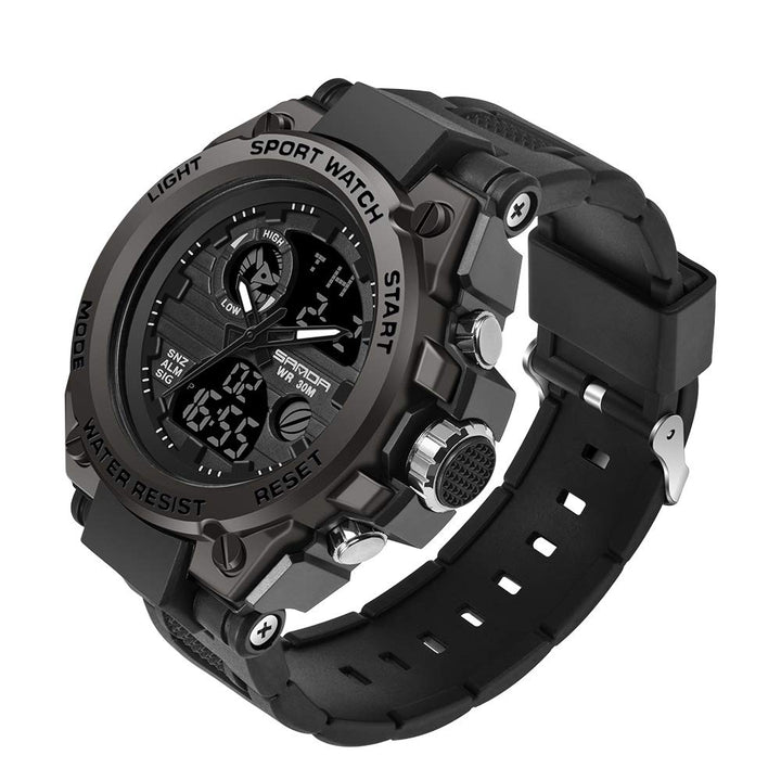 Men&#39;s Watches Sports Outdoor Waterproof Military Watch Date Multi Function Tactics LED Alarm Stopwatch (26_Black)