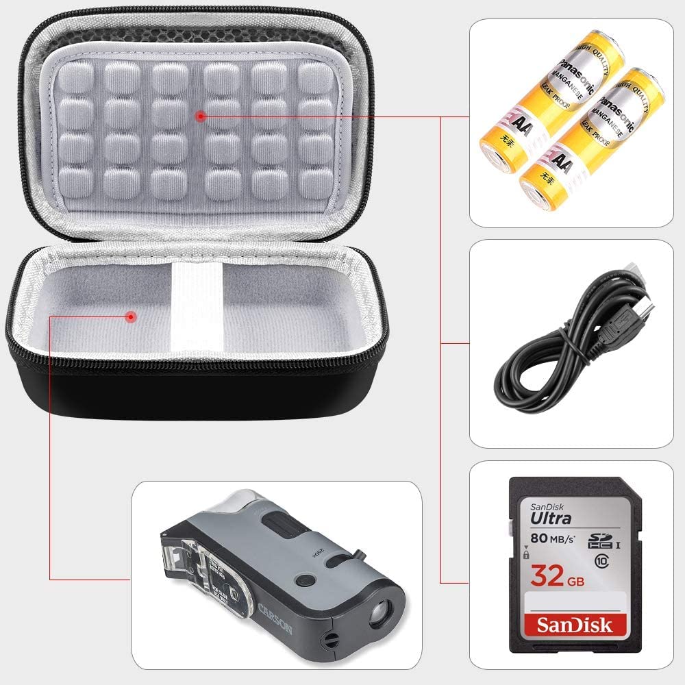 Microscope Case Compatible with Carson MicroFlip 100x-250x/ for Carson MicroBrite Plus 60x-120x LED Lighted Pocket Microscope, Portable Handheld Microscopes Storage Holder Box -Black (Case Only)