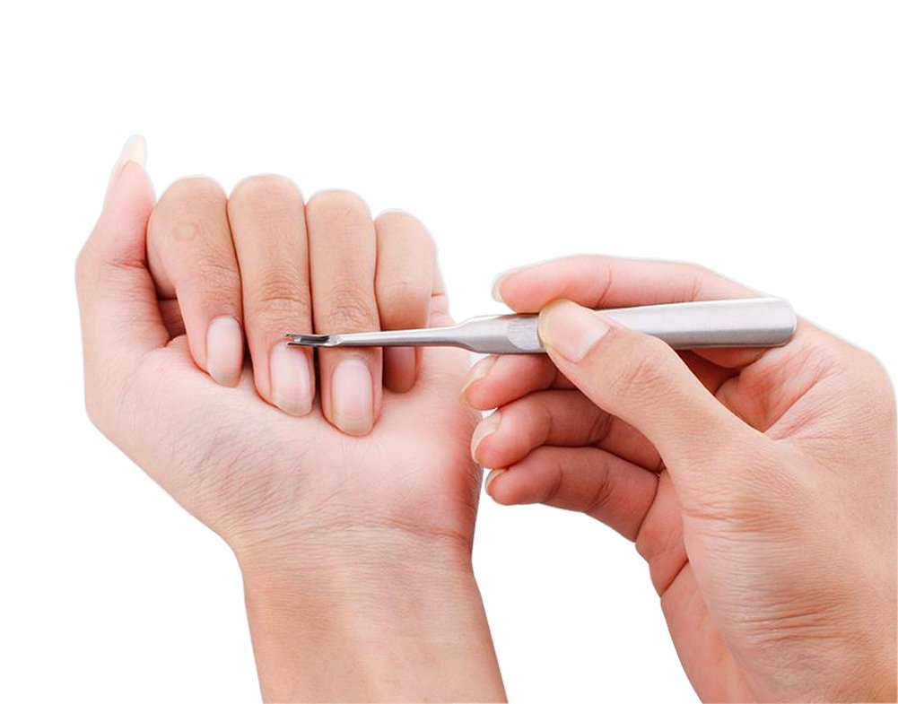 1PCS Stainless Steel 4.6inch Long Professional Cuticle Pusher Nails Cleaner Nipper Clipper Trimming and Cutting Dead Skin Callus Removal Fork Nail Art Manicure Tool for Fingernails and Toenails