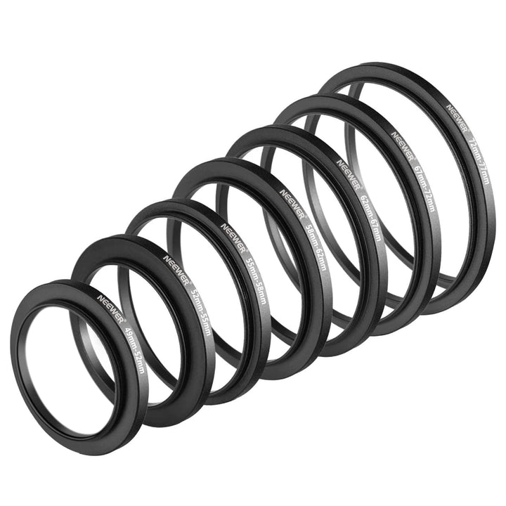 NEEWER 7PCS Step Up Rings Filter Adapter, 49-52mm, 52-5