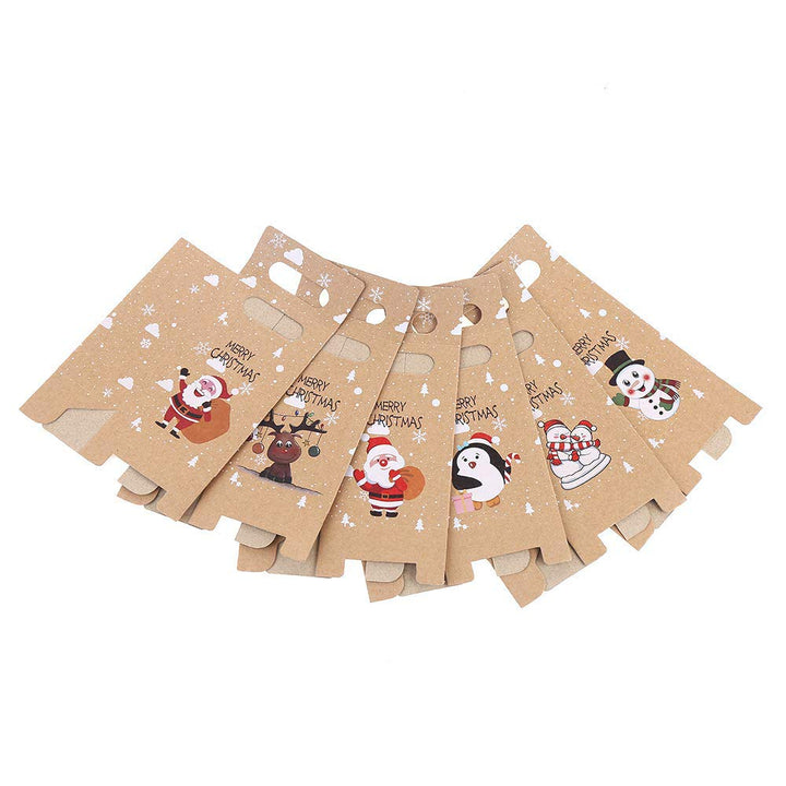 24Pcs Christmas Paper Gift Boxes with Handle, Christmas Element Assorted Bags for Christmas Party Supplies (6 Different Style)