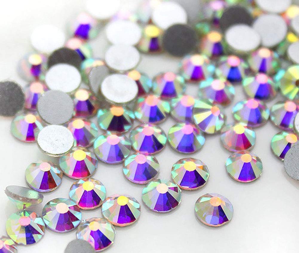 1440 Pieces SS8 / 2.3mm Clear Crystal Flat Back Brilliant Round Rhinestones Glass Stones Glitter Gems Transparent Faux Diamond (Crystal AB)