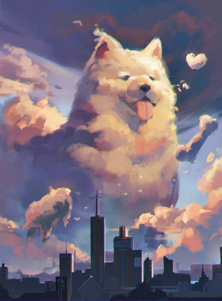 Dog Diamond Painting Kits, 5D Full Drill Anime Diamond Art Painting with Cute Animals, Blue Sky, Perfect for Adults Kids Beginners DIY Crafts, Wall Decoration, Creative Gifts(40×50cm)