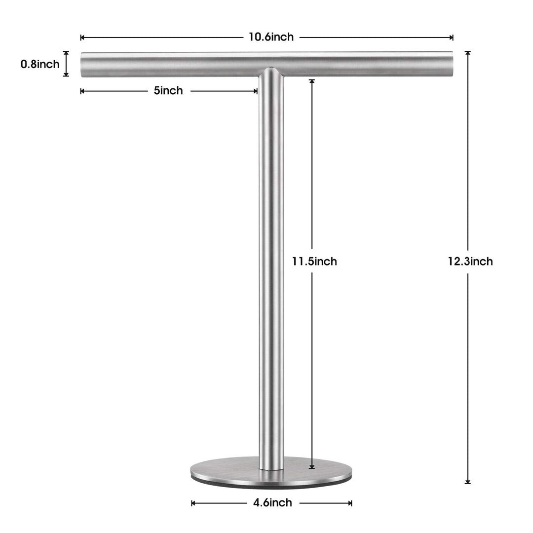 1 Pack Bath Hand Towel Holder Standing, SUS304 Stainless Steel Brushed Finish T-Shape Towel Bar Rack Stand, Tower Bar for Bathroom Kitchen Vanity Countertop
