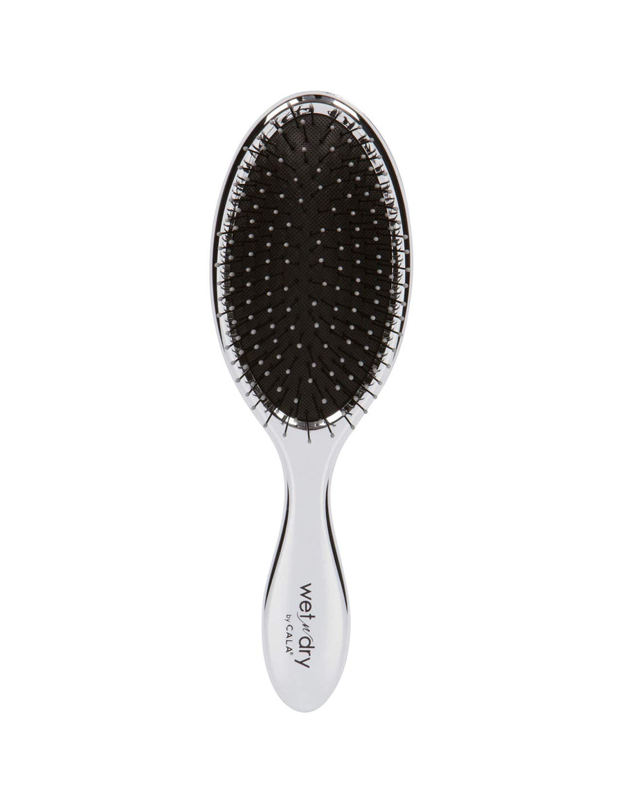 Wet-n-dry metallic silver hair brush