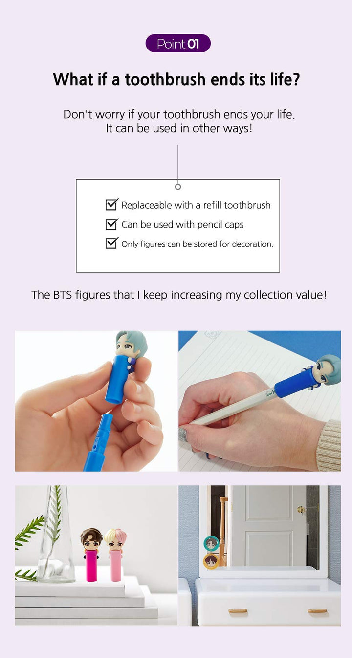 [BTS Official Merchandise] Fans Gift - K-Pop Idols Goods - BTS Character Figure Toothbrush with Convenient Magnetic Holder (Jimin)