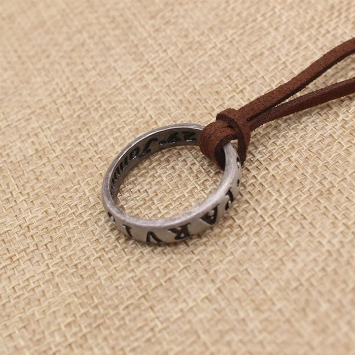 Uncharted 4 Nathan Drake Ring Necklace for Men with Adjustable Leather Cord Handmade