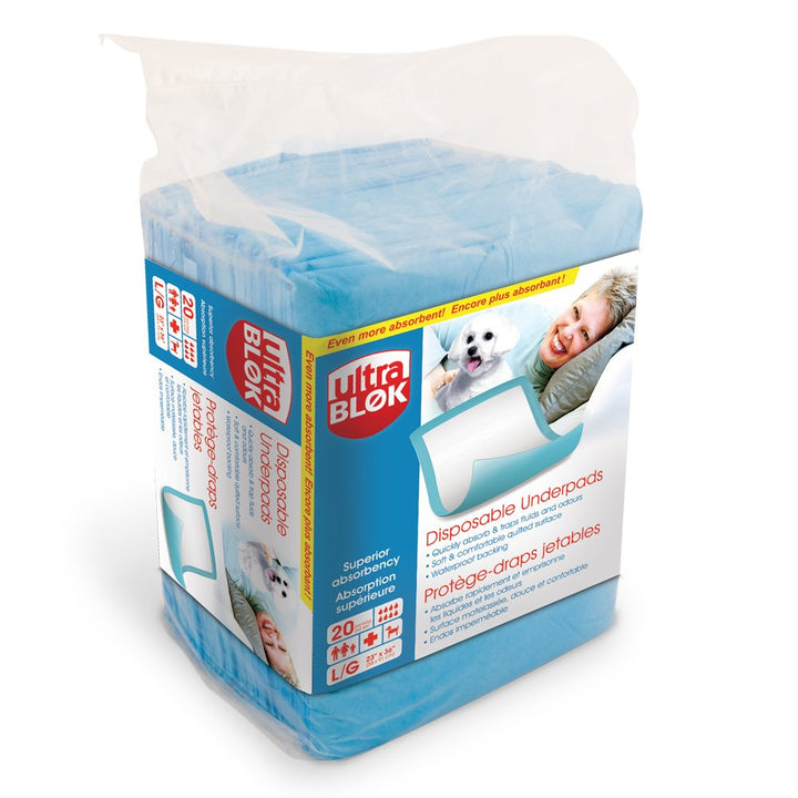 UltraBlok Disposable Incontinence Underpads for Bed + F
