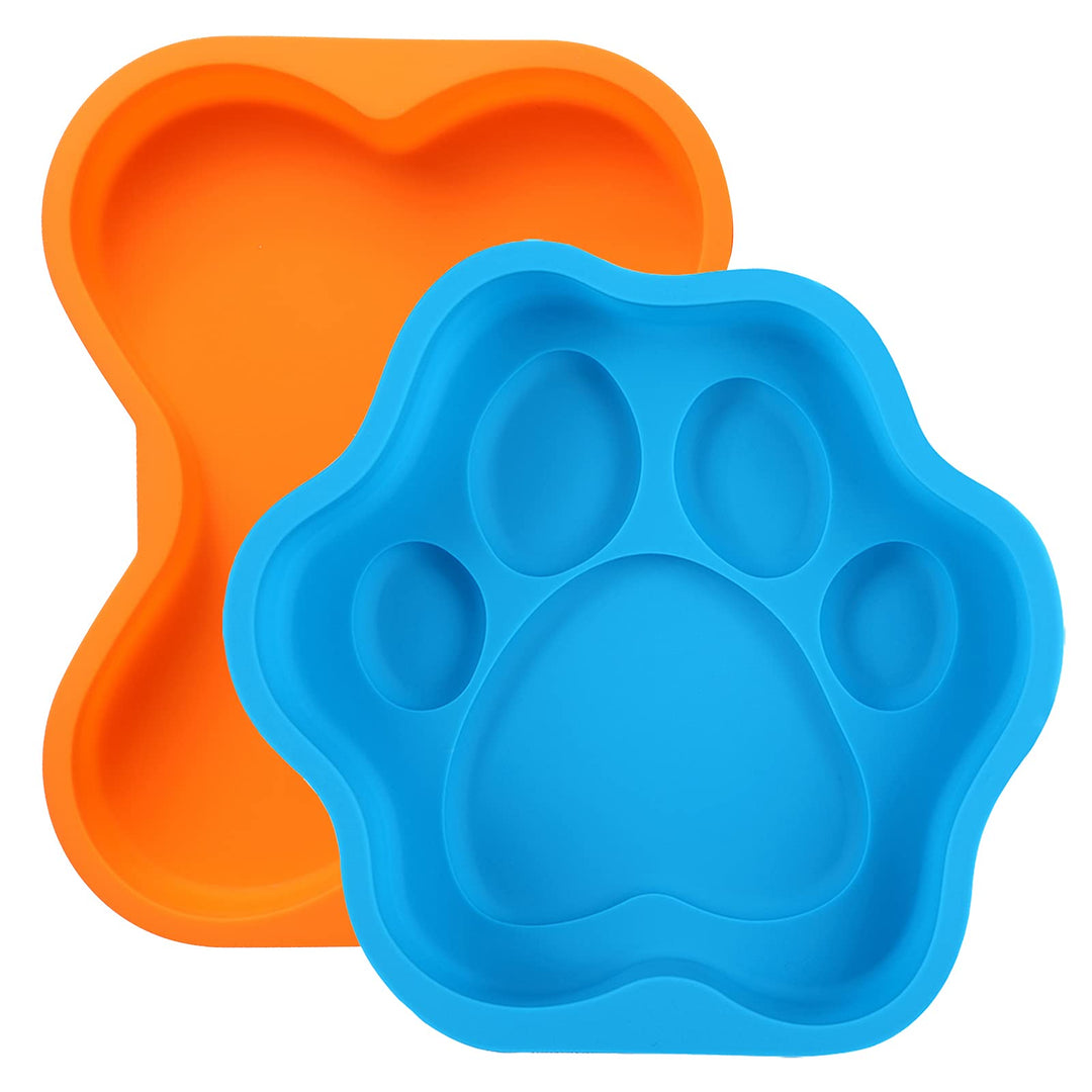 2Pcs Silicone Dog Birthday Cake Pans, Bone Shape, 8 Inch