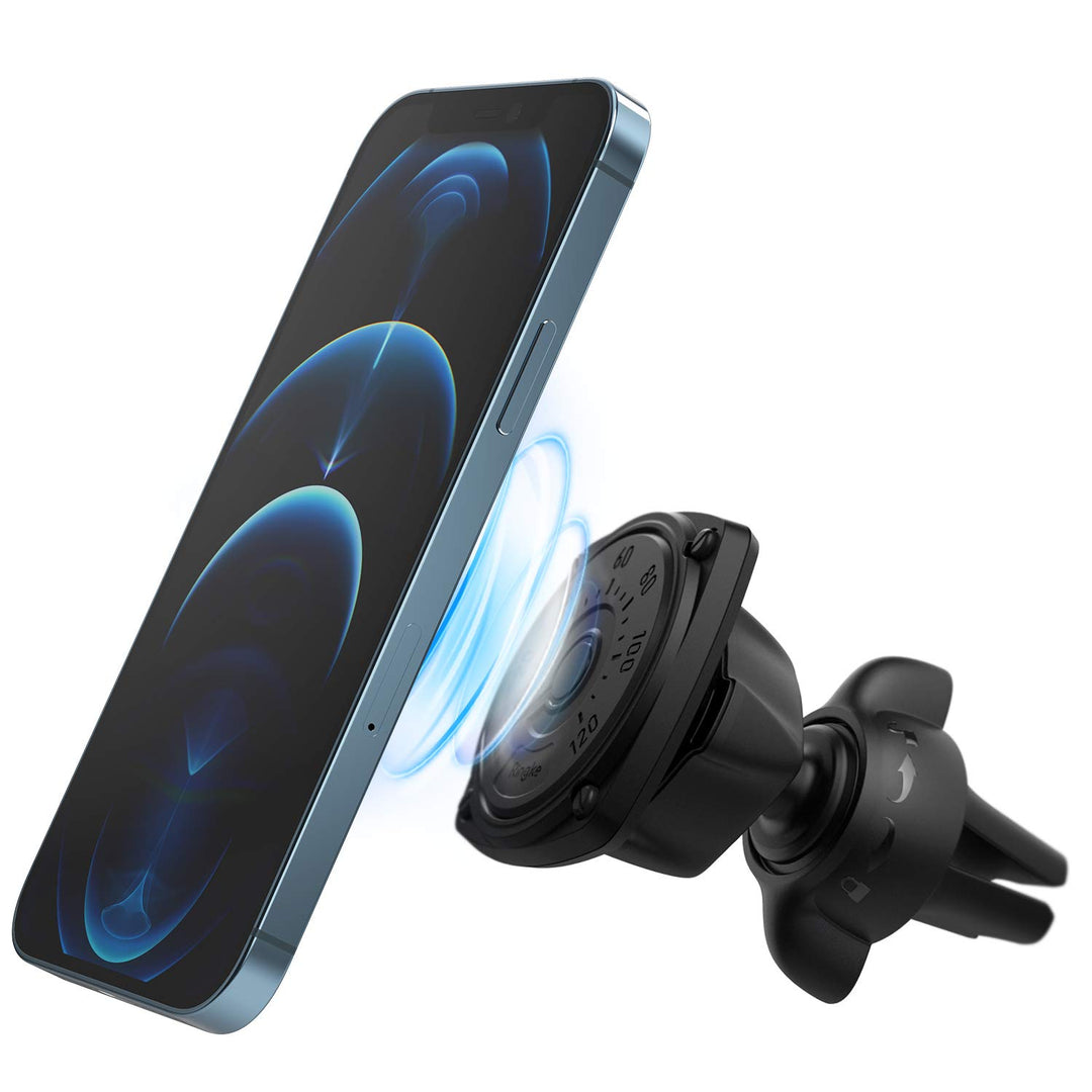 Power Clip Air Vent Car Phone Holder Mount Double Knob Space Saving Technology Premium Magnet Universal Dashboard Stand 2 in 1 Package