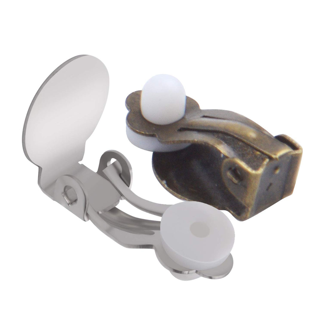 Clip-on Earring Findings, 20pcs (10 Pairs) Round Flat T