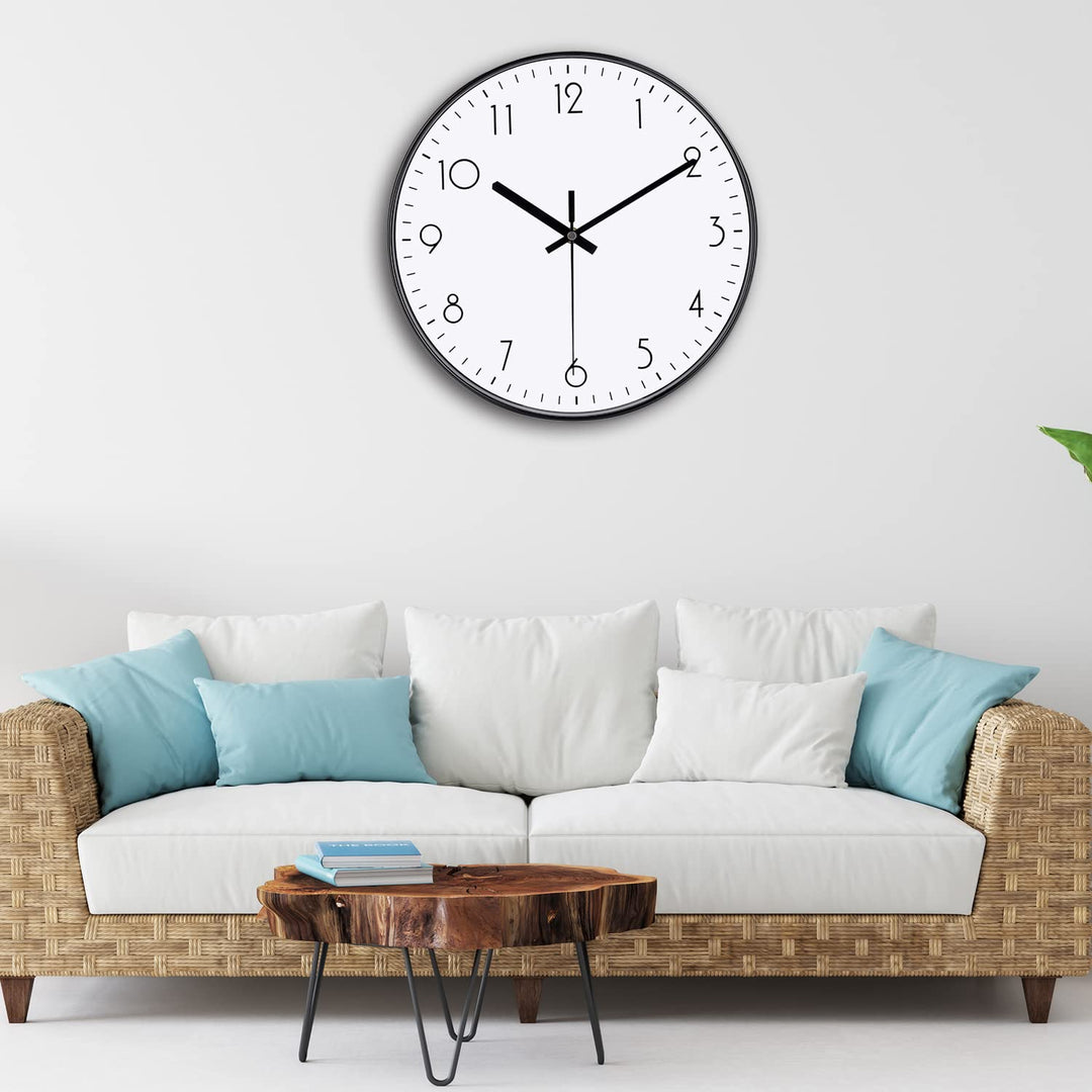12&#39;&#39; Modern Wall Clock Silent Non-Ticking Quality Quartz Movement Powered by Battery, Easy to Watch, Ldeal for Decorating Bedroom, Kitchen, School, Office