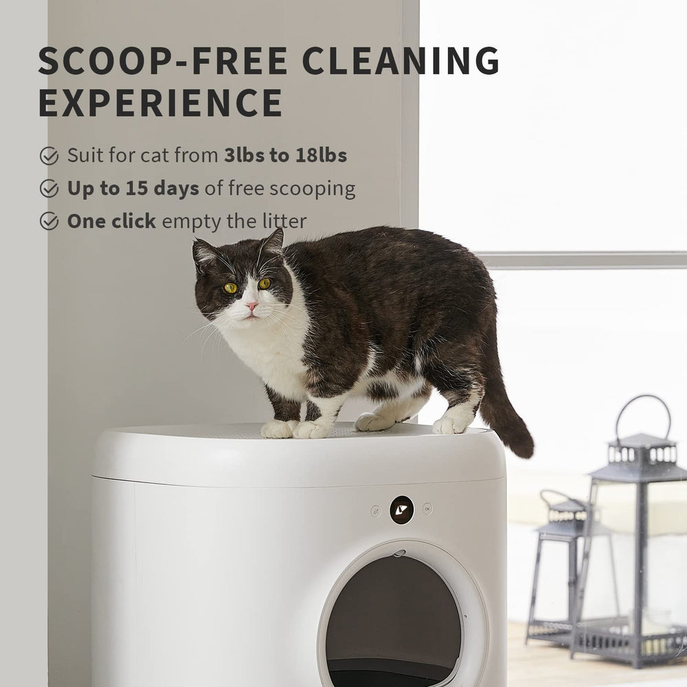 PuraX Self-Cleaning Litter Box, Scooping Free and Automatic for Multiple Cats with Mat, xSecure/Odor Removal/APP Control