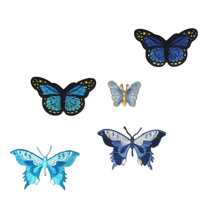 10 Pieces Blue Butterfly Iron on Patches, Embroidery Applique Sew on Repair Patches for DIY Decor, Jeans, Jackets, Bags, Cloth
