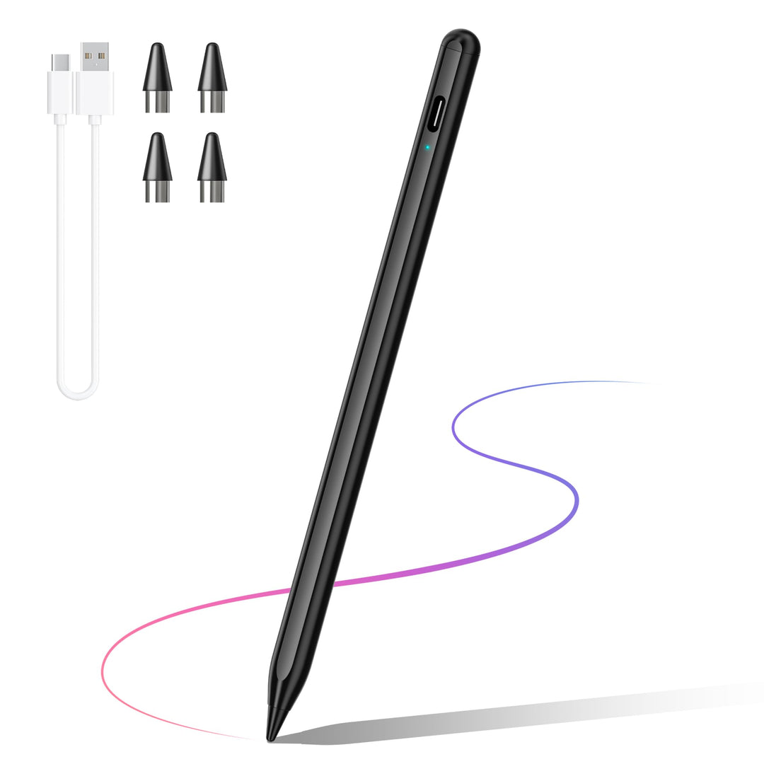 Stylus Pen, Tablet Pen Compatible for Android and iOS Touchscreens, Rechargeable Stylists Pen with Dual Touch Screen, Stylus Pencil for A-pple/Android/Tablet, Black