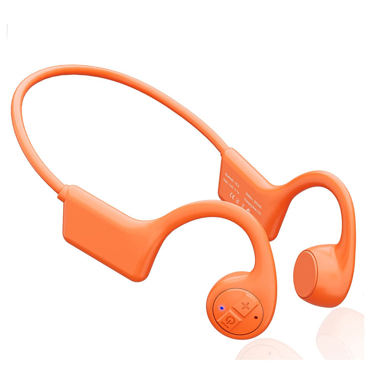 Bone Conduction Headphones, 12 Hours Playtime Bluetoeth 5.3 Headset Open Ear Wireless Earphone - IP55 Sweatproof Built-in Mic,Perfect for Running Cycling Hiking Workouts(Orange)
