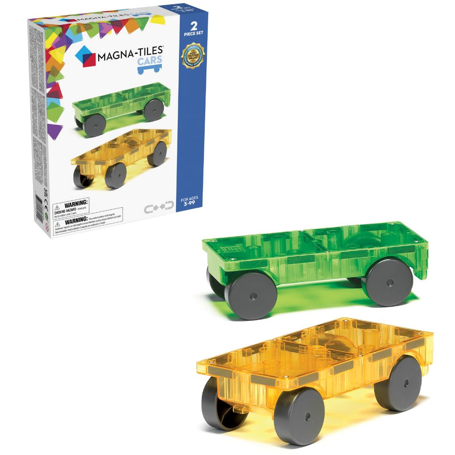 Cars – Green & Yellow 2-Piece Magnetic Construction Set, The ORIGINAL Magnetic Building Brand