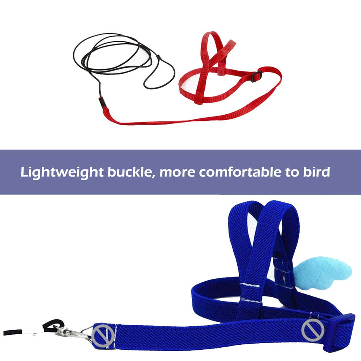 CIEOVO Bird Harness, Adjustable Parrot Nylon Leash with Anti-bite Design for Outdoor Activities Training, Suitable for Eastern Bluebonnet Parrot, Cockatoo, Parakeet, Doves 6.2ft (S)