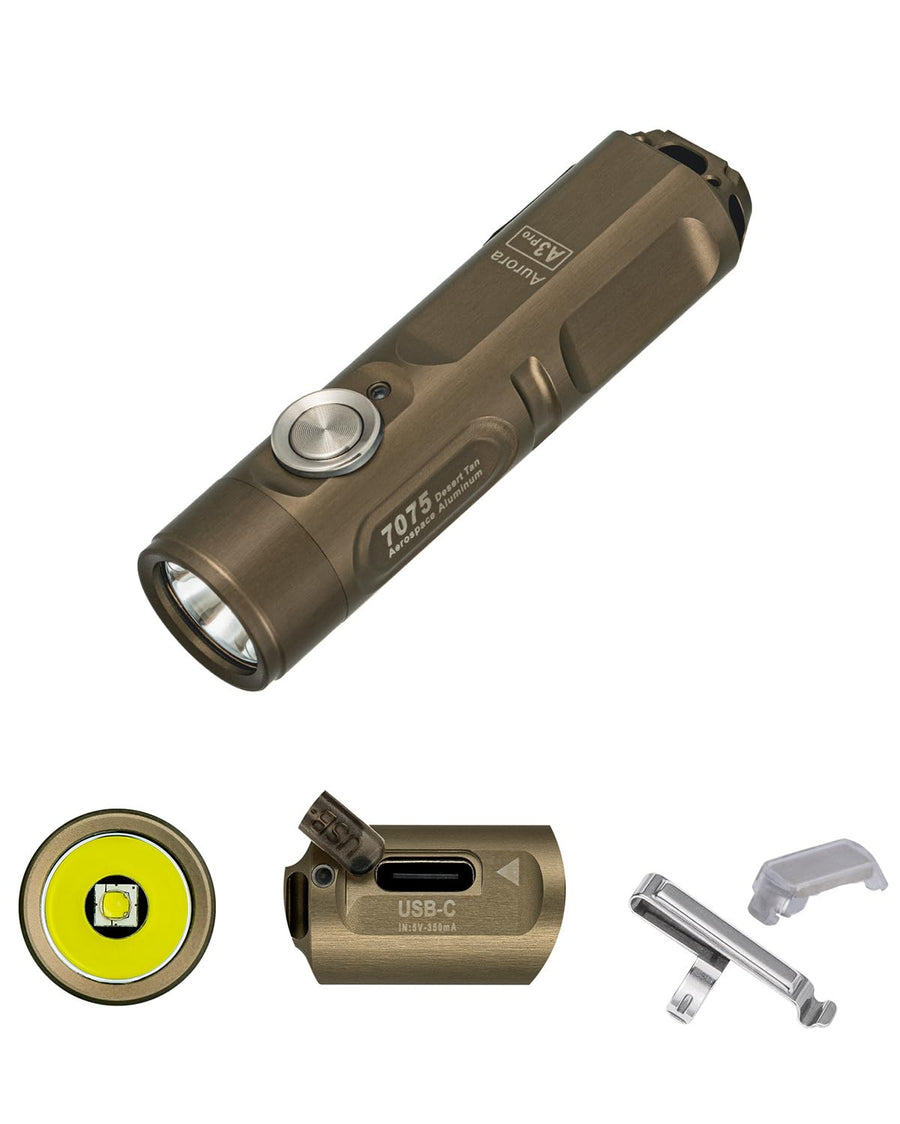 Aurora A3 Pro G4 USB-C 7000K Keychain Flashlight, 650 High Lumen Super Bright with EDC Mini Size,Scratch Resistant Little Tiny Gadgets,5 Mode,Type-C Rechargeable, for Pocket Outdoor