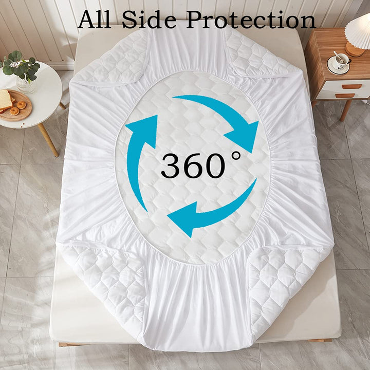 Waterproof Mattress Pad, Full Size Quilted Fitted Mattress Pad, 100% Waterproof Breathable Soft Mattress Protector Stretches up to 8-18 inches, Cooling Mattress Topper for Full Size Bed