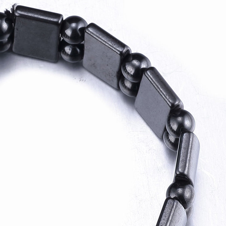 Set Of 2 Men&#39;s Hematite Metal Magnetic Therapy Bracelets S27-St2