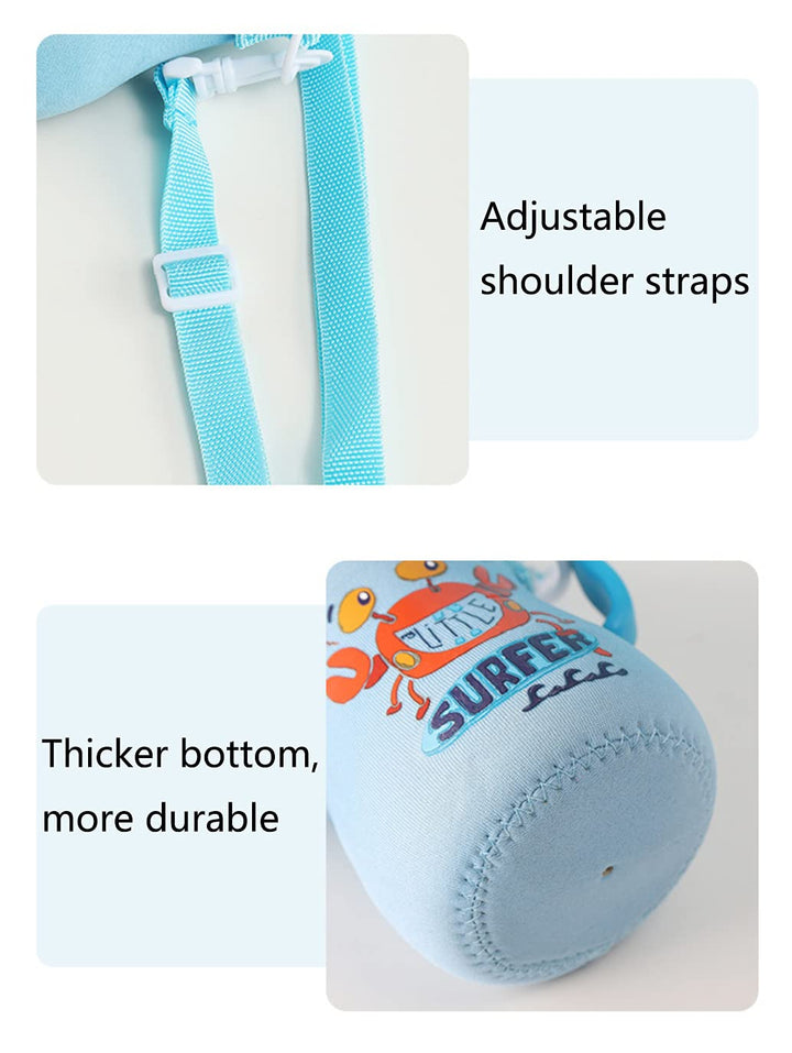 2 Pack-Children's Water Bottle Carrier, Protect and insulate your water bottle, With adjustable straps, Suitable for most children's water bottles - Dinosaurs + Giraffe