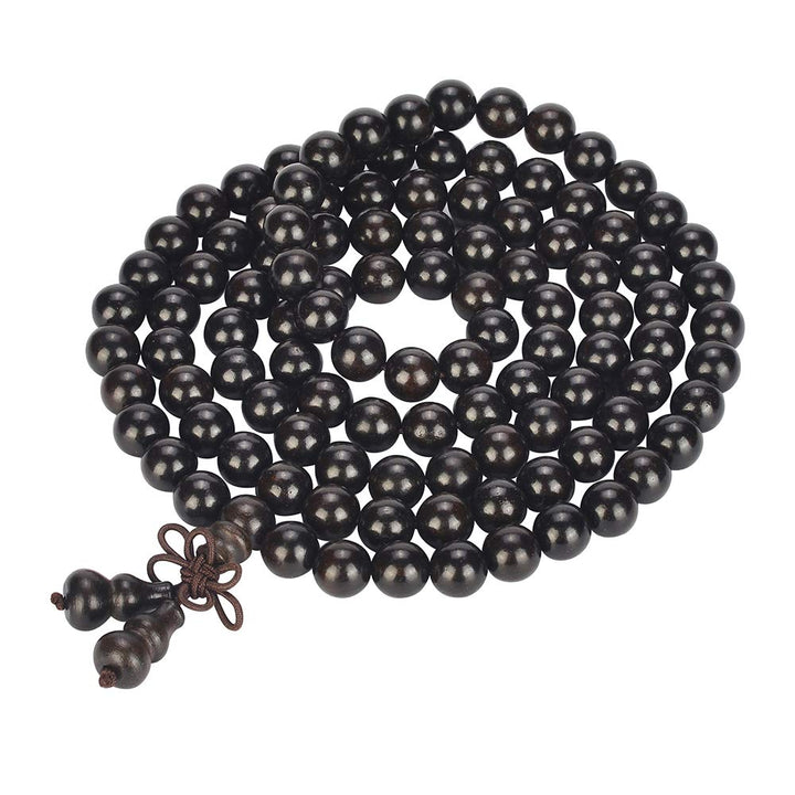 mala beads bracelet 108 8mm Beaded Necklace sandalwood elastic (Gourd - black sandalwood)