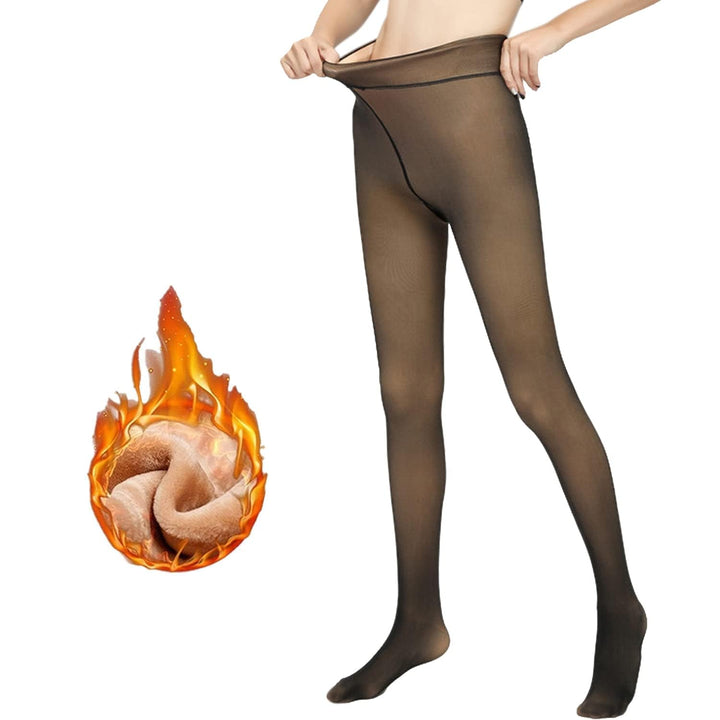 Fleece Lined Tights Women Leggings Thermal Pantyhose Fake Translucent Opaque High Waisted Winter Warm Sheer Tight