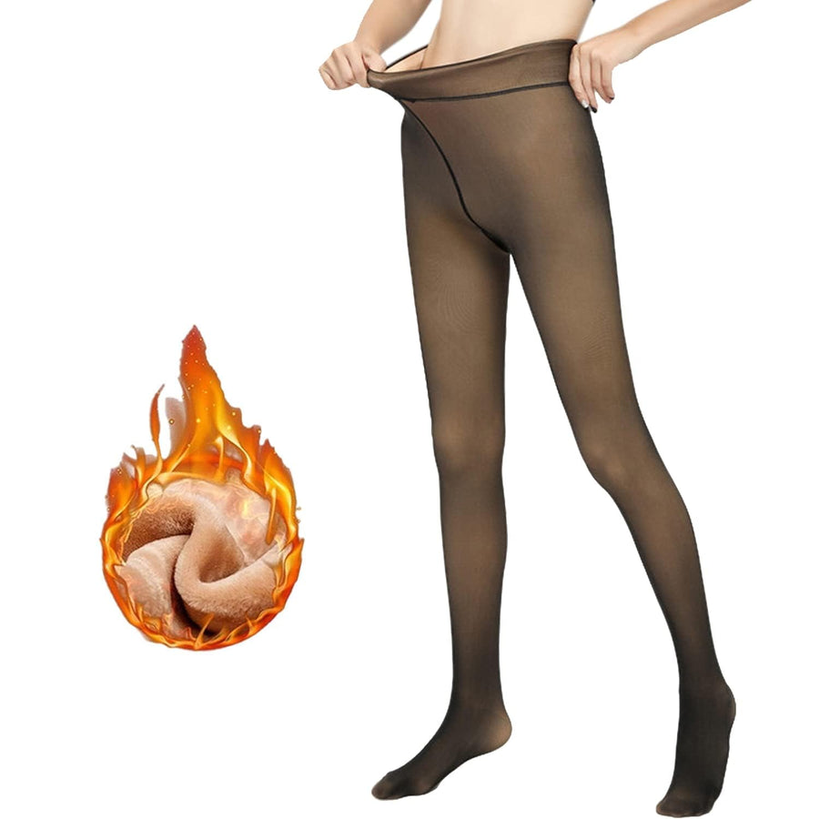 Fleece Lined Tights Women Leggings Thermal Pantyhose Fake Translucent Opaque High Waisted Winter Warm Sheer Tight