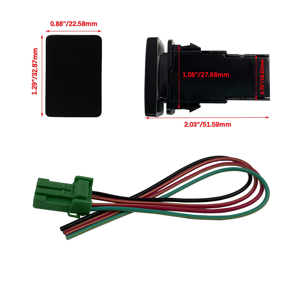 Blue Led Rear Lights Push Button Switch for Toyota Sequoia Highlander Landcruiser Tacoma 4Runner Highlander 3Amp 12V Illuminated ON-Off SPST Button Switch with Wiring Connector