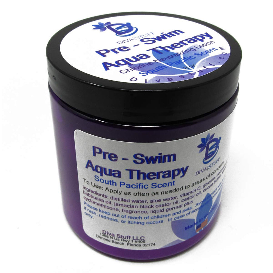 Pre-Swim Aqua Therapy Chlorine Neutralizing Body Moisturizing Lotion for Swimmers, Protects Skin from Chlorine and Salt Water, 8 oz - Made in the USA, Fresh South Pacific