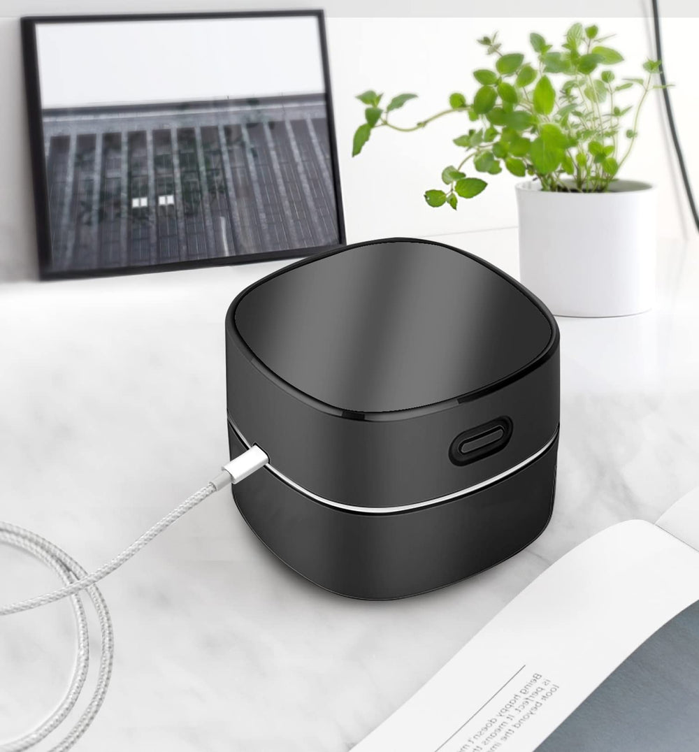 Desktop Vacuum Cleaner,Mini Table dust Sweeper Energy Saving,High Endurance up to 400 mins,Cordless&360º Rotatable Design for Cleaning Hairs,Crumbs,Computer Keyboard (Black Charging)