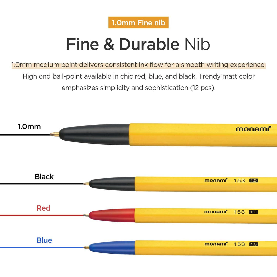 BP 153 Retractable Ballpoint Pen, Medium Point (1.0mm), Red, 12-Count