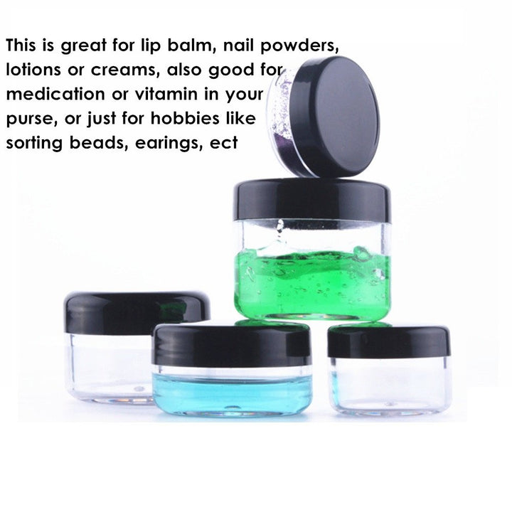 (50 Pieces, Clear) 3gram/3ml Round Clear Container Jars with Clear Screw Cap Lids for Lip Balms, Makeup Samples Makeup Eye Shadow Nails Powder Jewelry - BPA Free