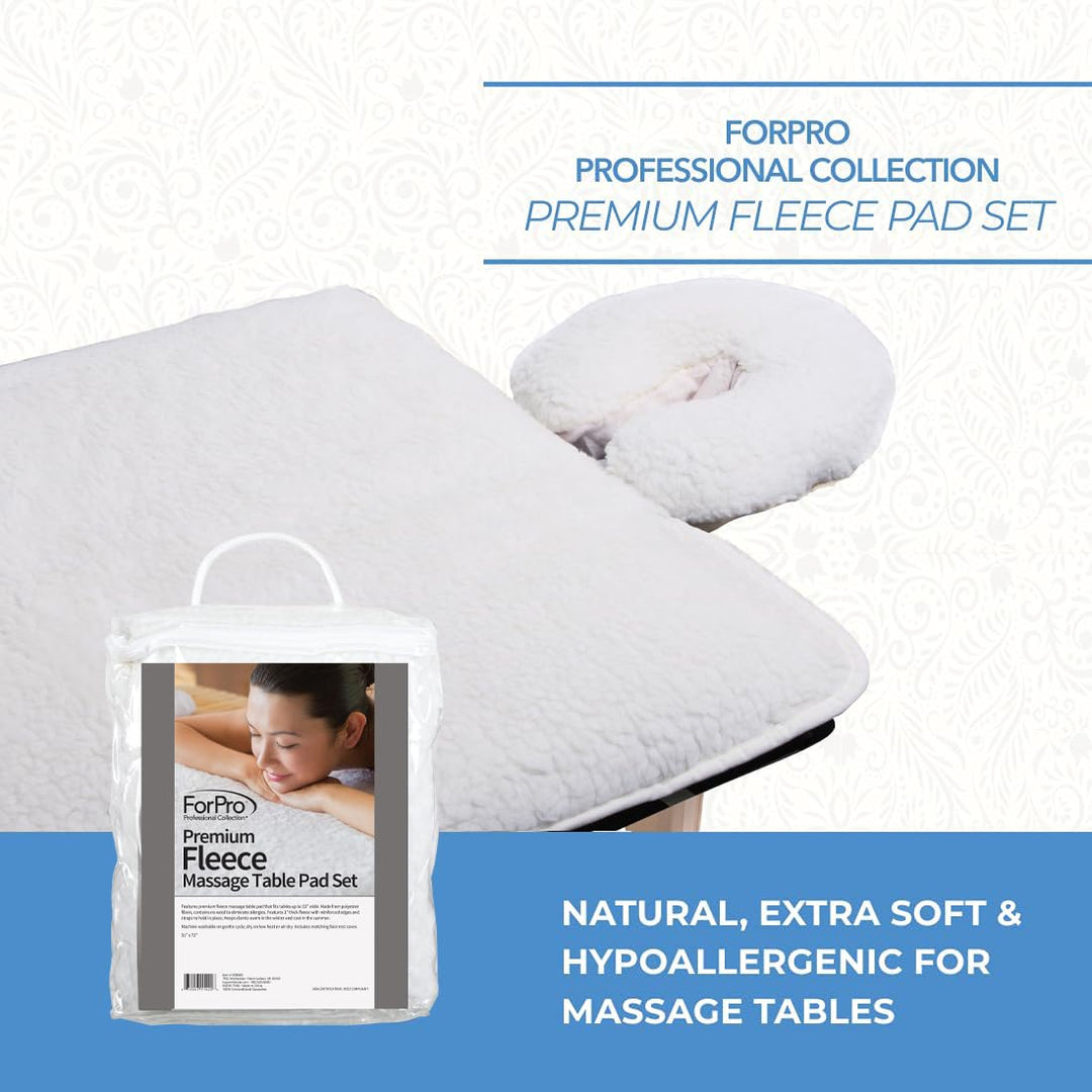 ForPro Premium Fleece Massage Pad Set, Extra Soft, Hypoallergenic, for Massage Tables, Includes Pad and Face Rest Cover, 31” W x 72” L