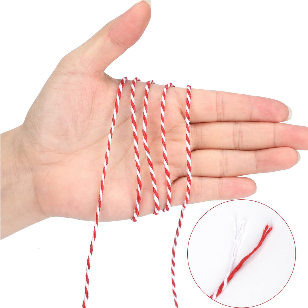 jijAcraft Red and White Twine String, 328 Feet Christma